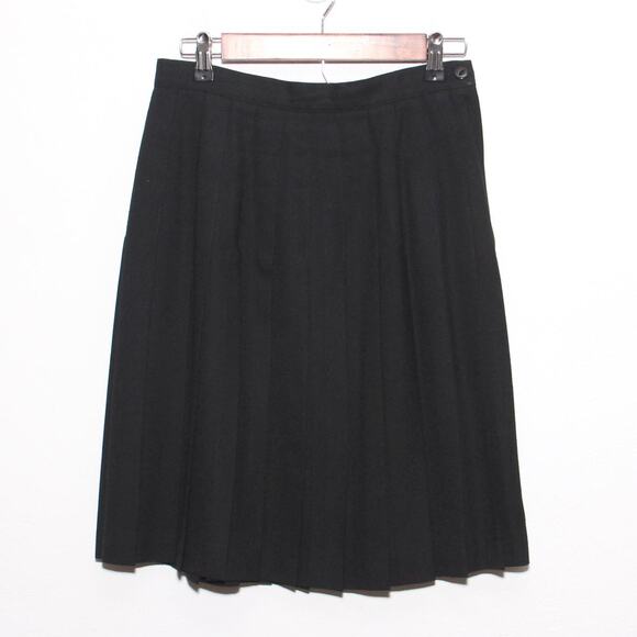 Vintage Pleated Skirt Wool Blend Black Jacqueline Ferrar Size 10 - Picture 1 of 6